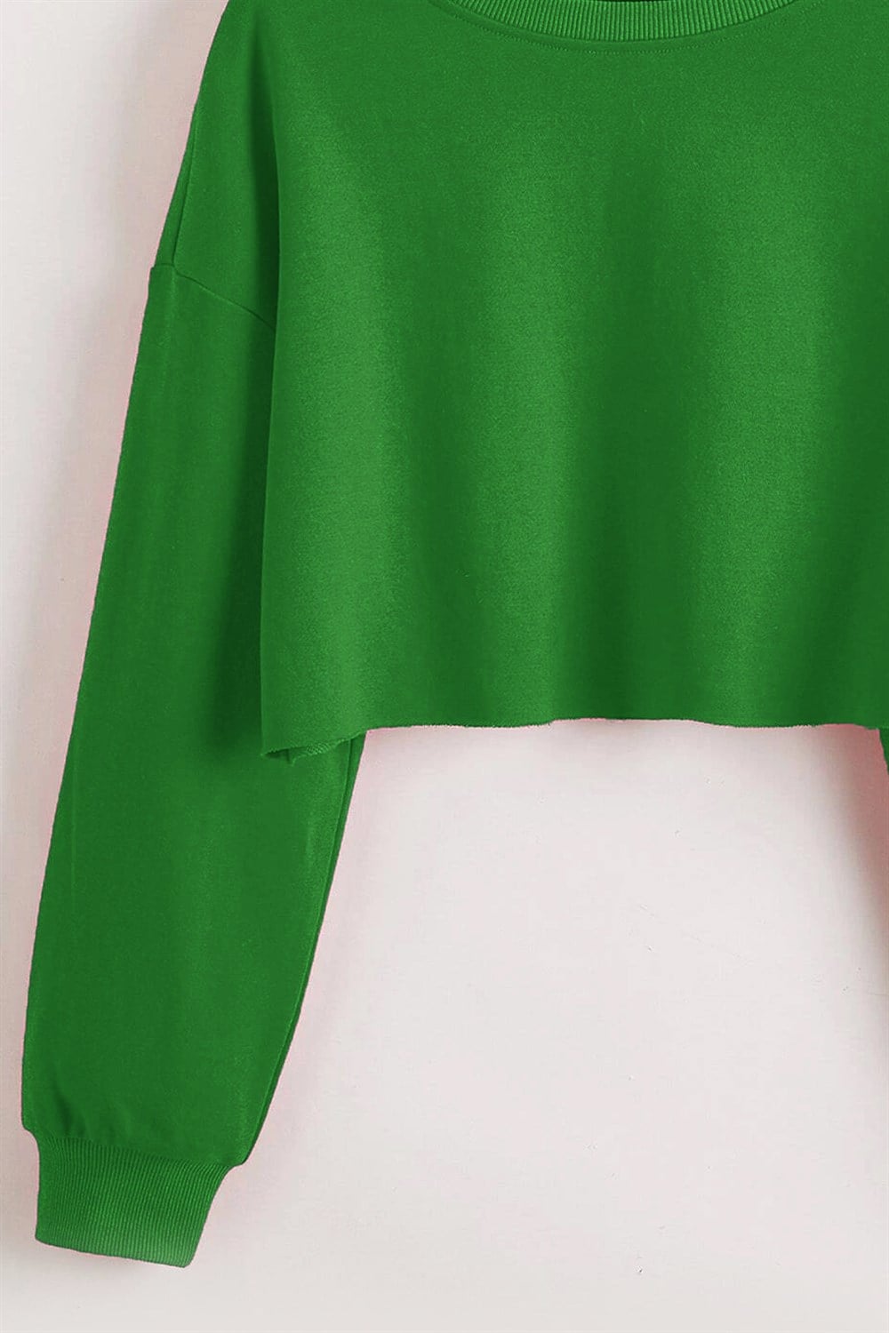 Yeşil Basic Crop Sweatshirt