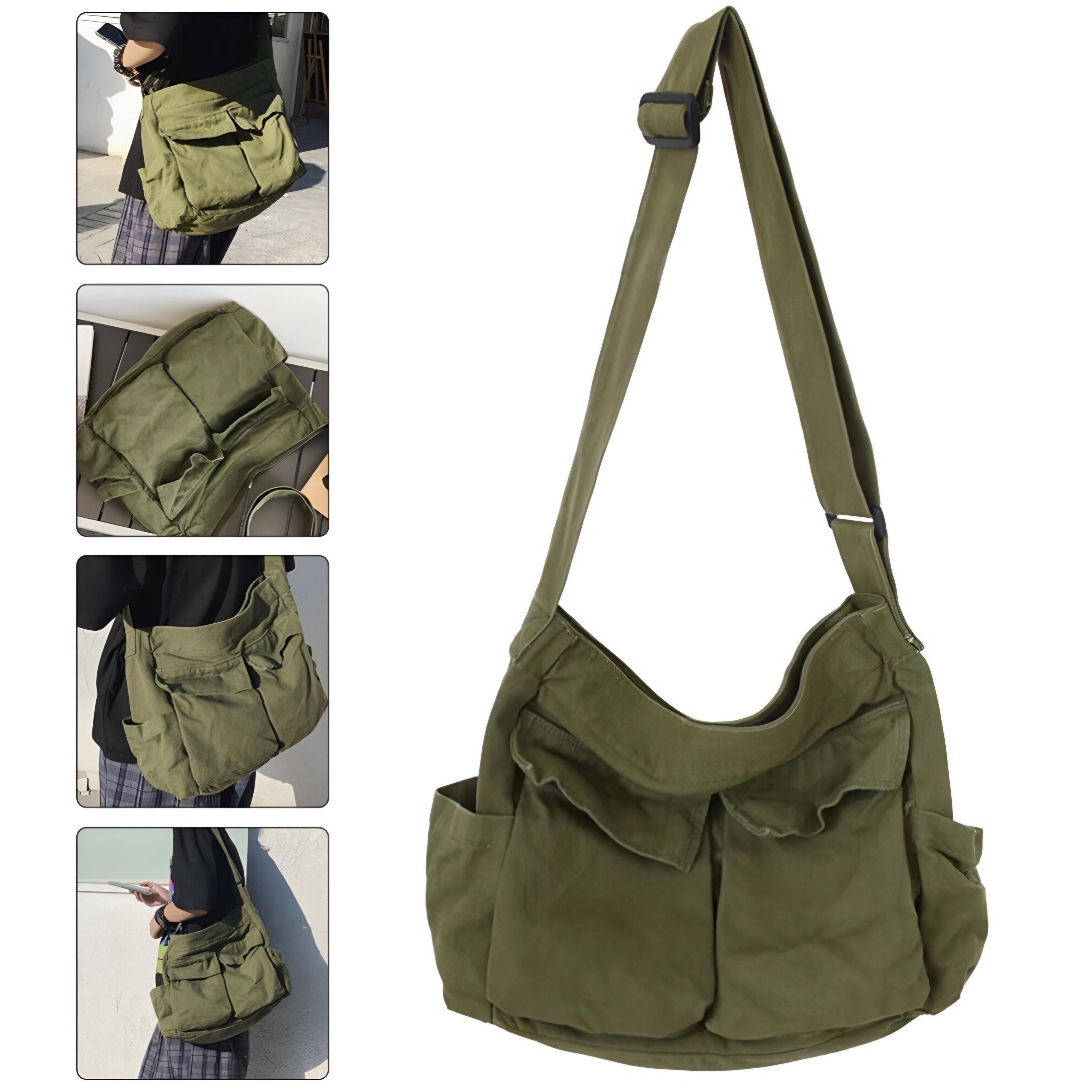 Yeşil Körüklü Denim Çanta