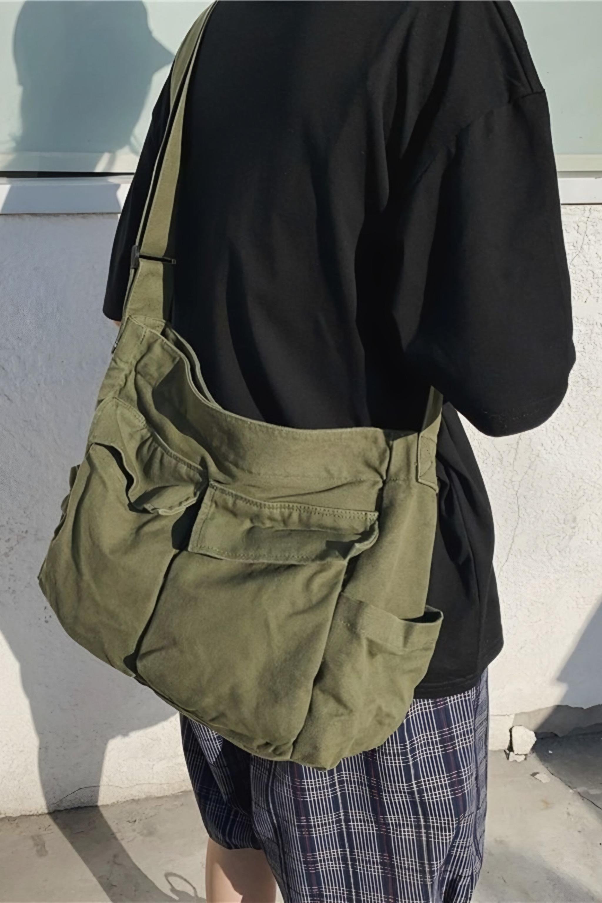 Yeşil Körüklü Denim Çanta