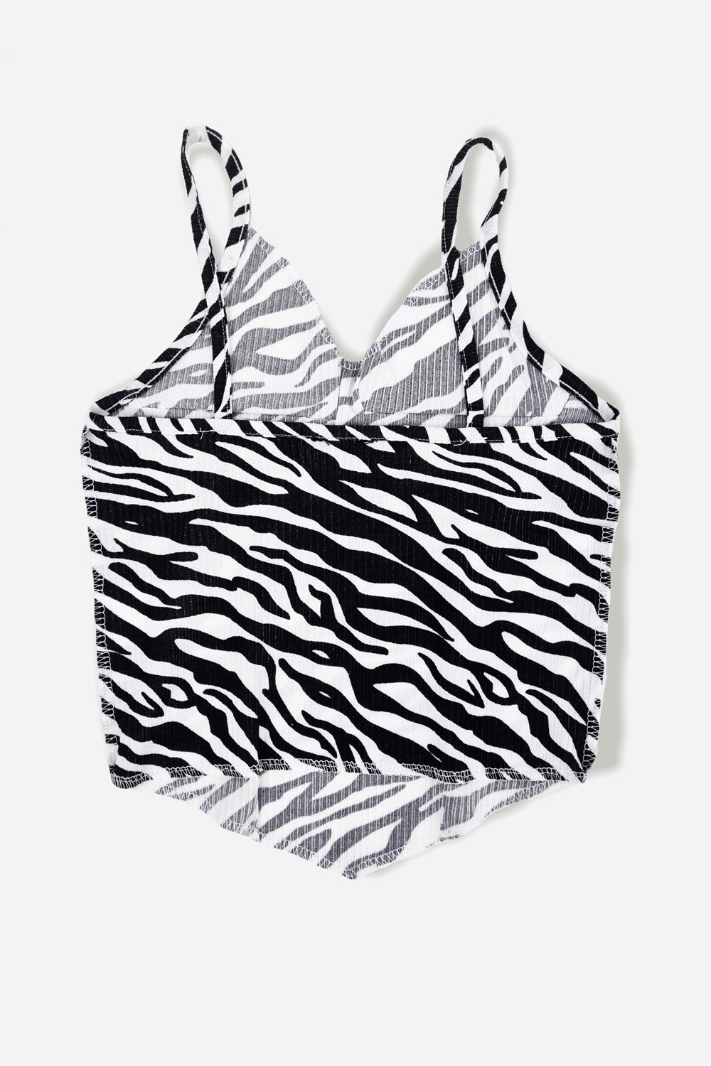 Zebra Ters Dikiş Korse Crop