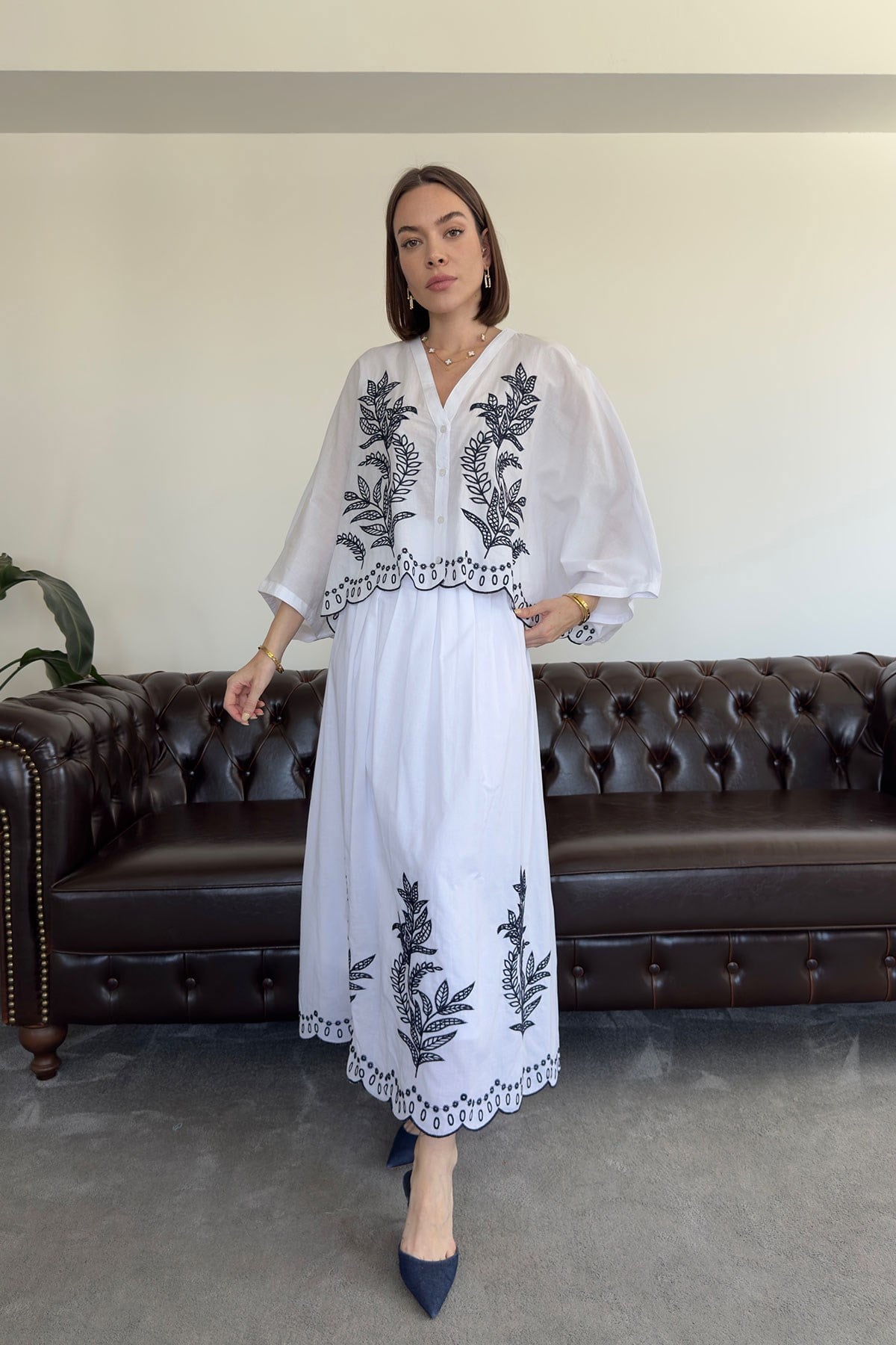 Begonvil - Kimono Etekli Takım- BEYAZ