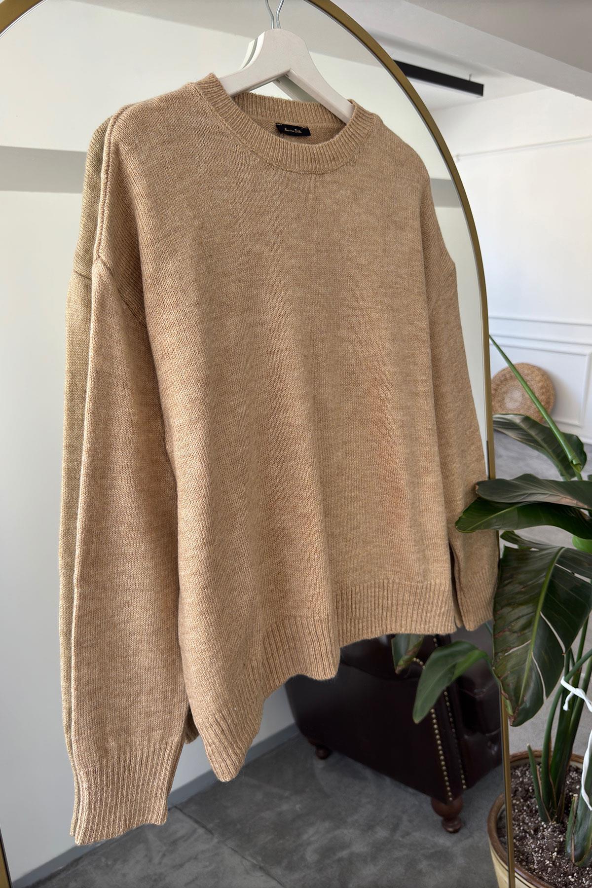 Bisiklet Yaka Basic Orijinal Kazak- CAMEL