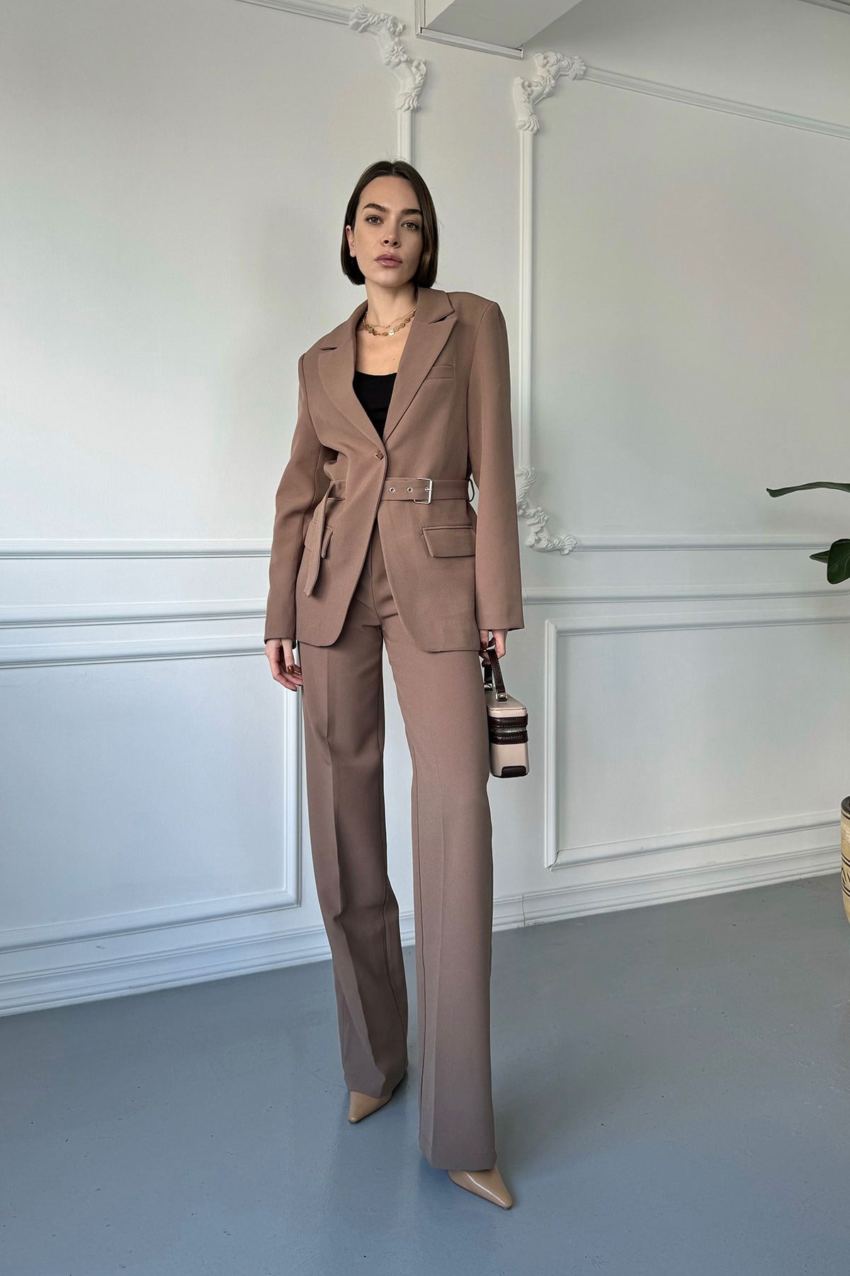 Blazer Kemer Tasarımlı Takım- VİZON