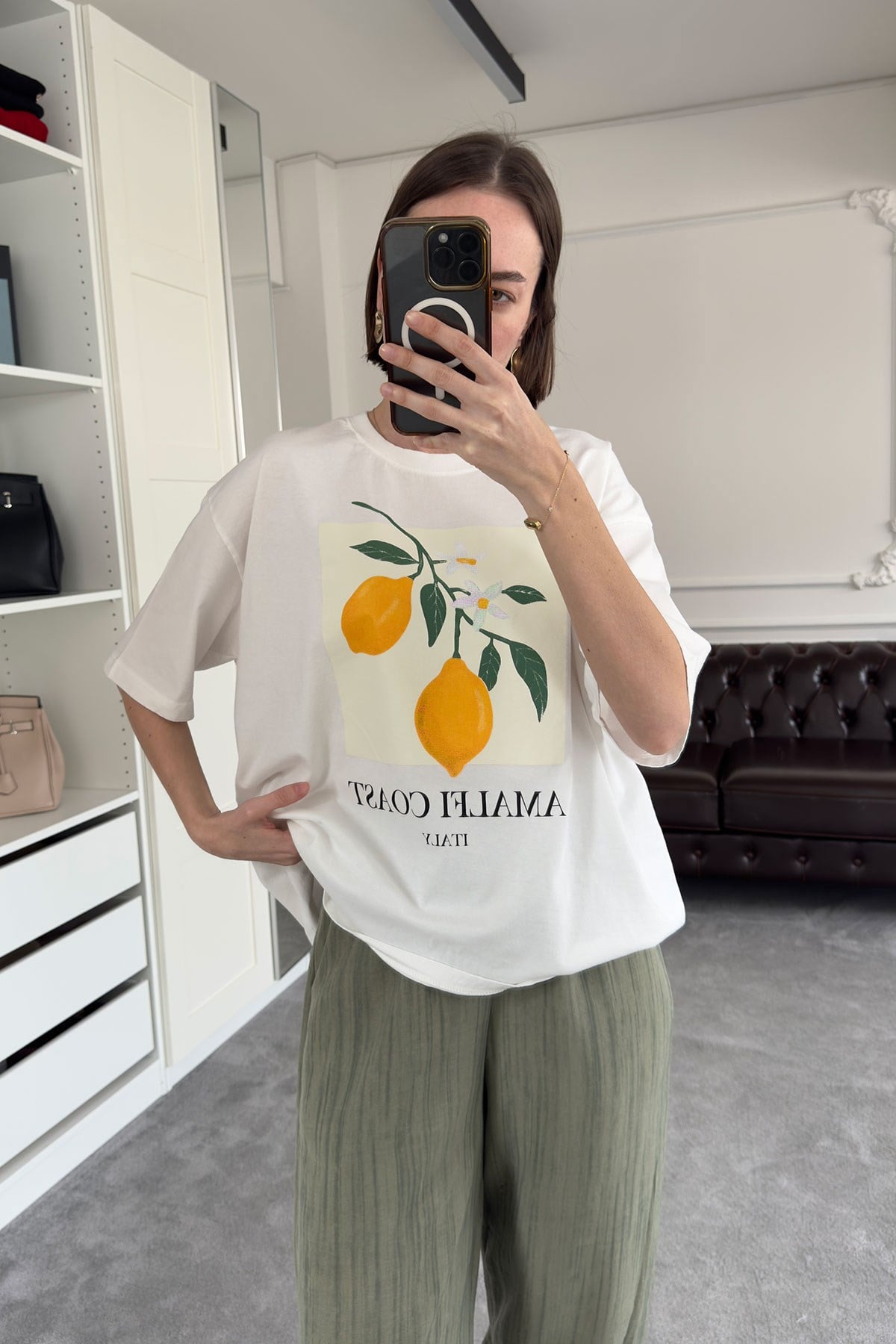 Limon Baskılı Tshirt- BEYAZ