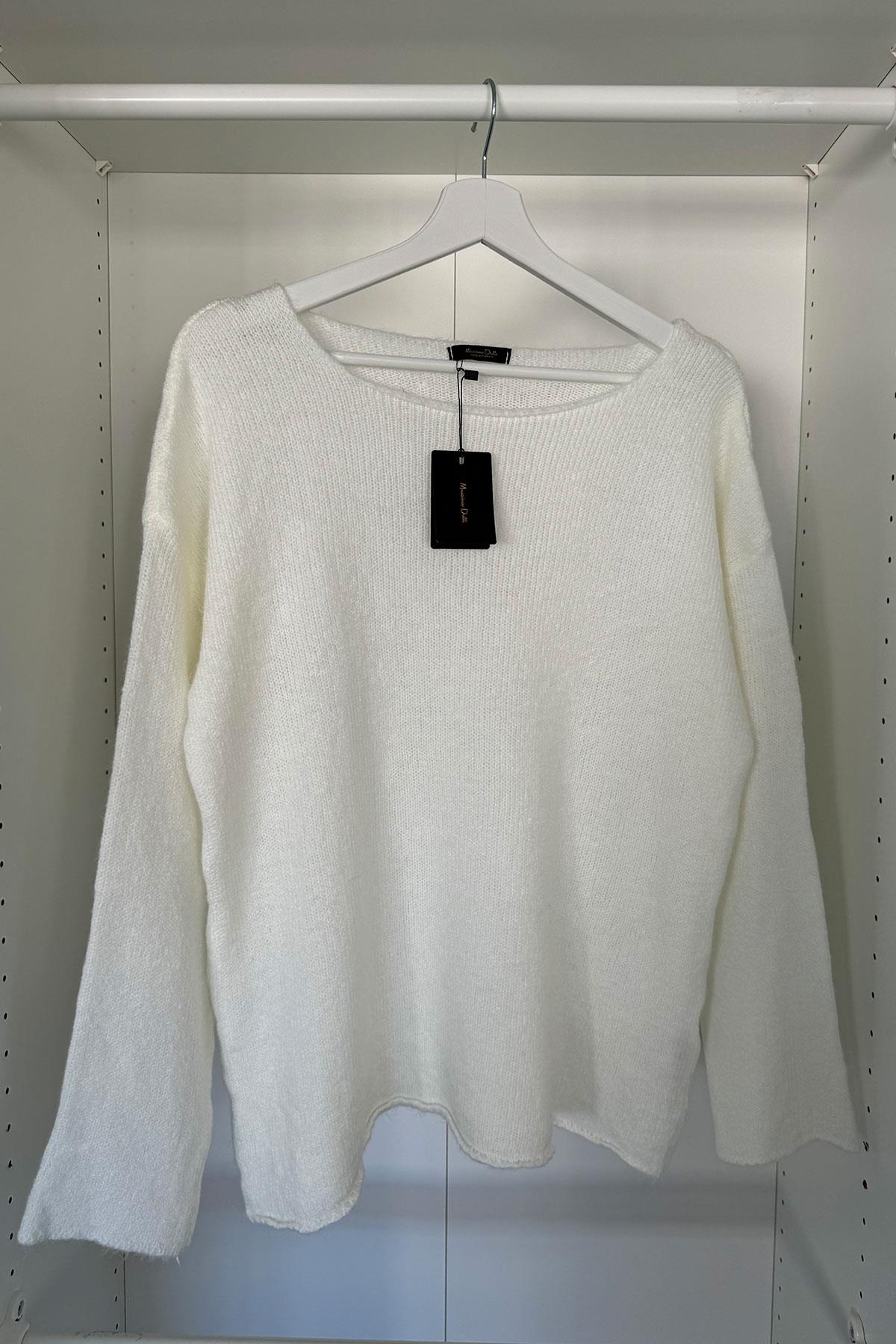 Oversize Orijinal Triko Kazak- BEYAZ