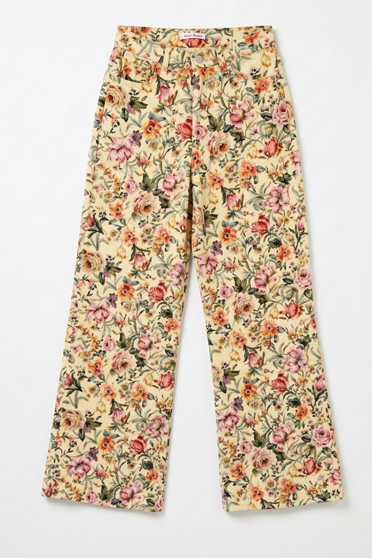 Premium Çiçek Desenli Pantolun- SARI
