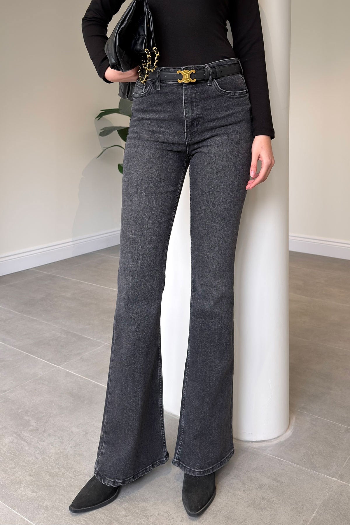 Premium İspanyol Paça Jean- FÜME