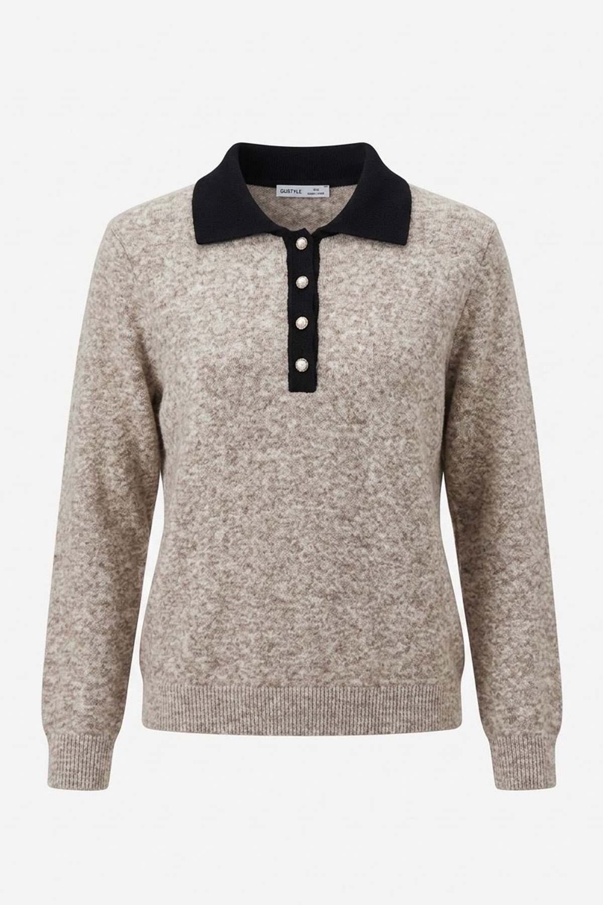 Premium Polo Yaka Triko Kazak- VİZON