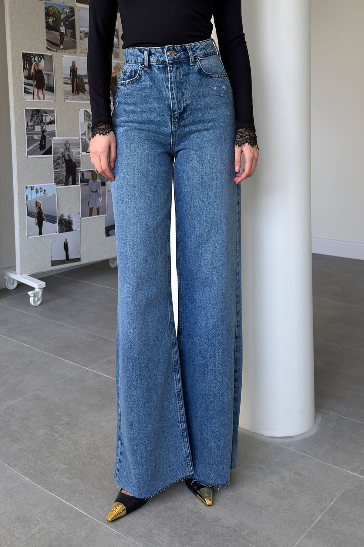 Premium Wide Leg Jean- MAVİ