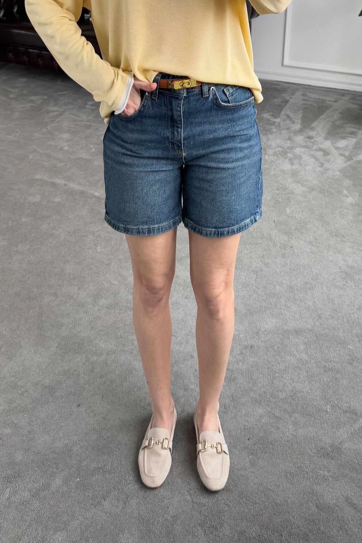 Regular Premium Denim Şort- MAVİ