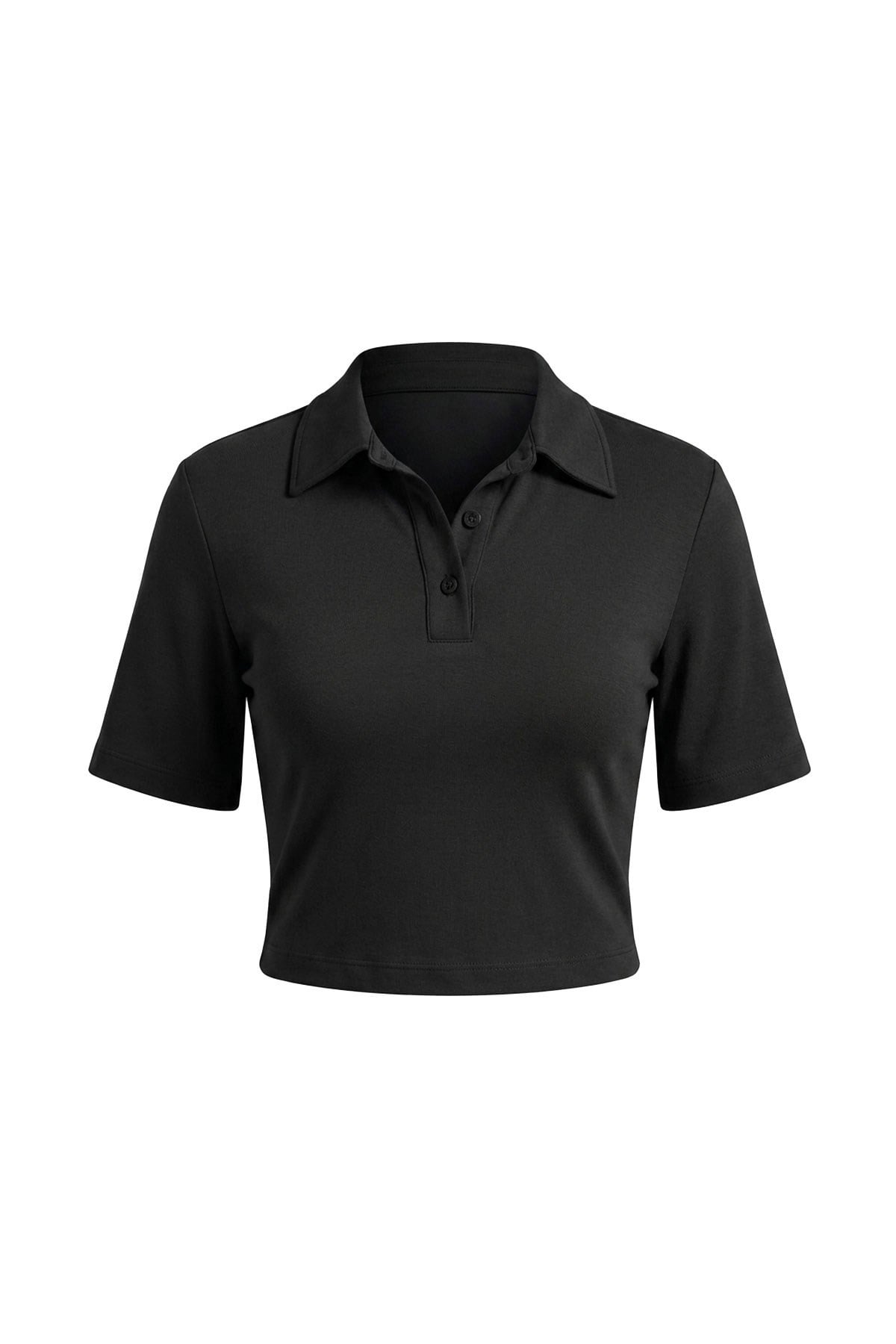 Vatkalı Premium Polo Yaka Bluz- SİYAH