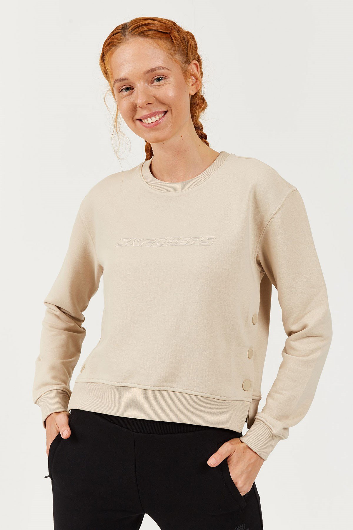 Skechers Lw Fleece W Long Snap Crew Neck Kadın Sweat