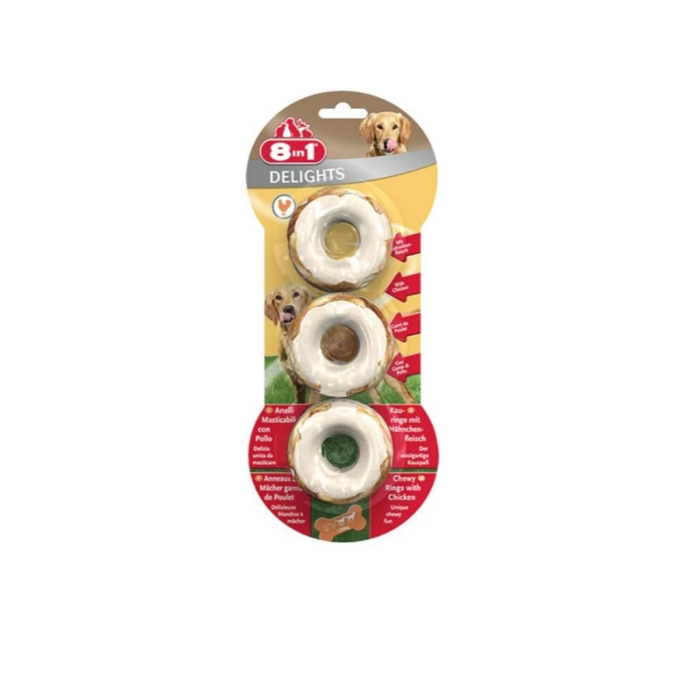 8 IN 1 Delights Bones Köpek Ağız Bakım Kemiği Halka 3x119 gr8 in 1