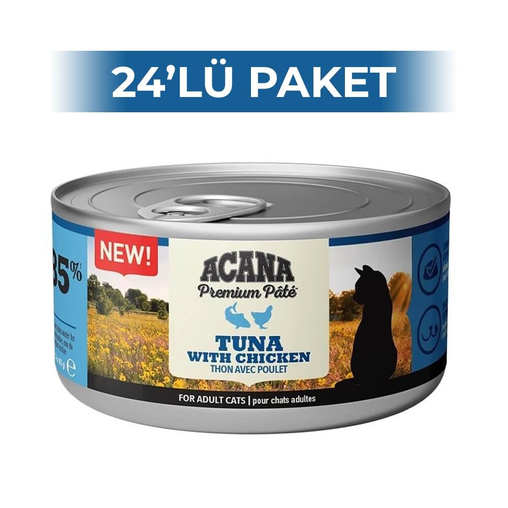 Acana Premium Pate Ton Balıklı ve Tavuklu Ezme Yetişkin Kedi Konservesi 85 gr 24 AdetAcana
