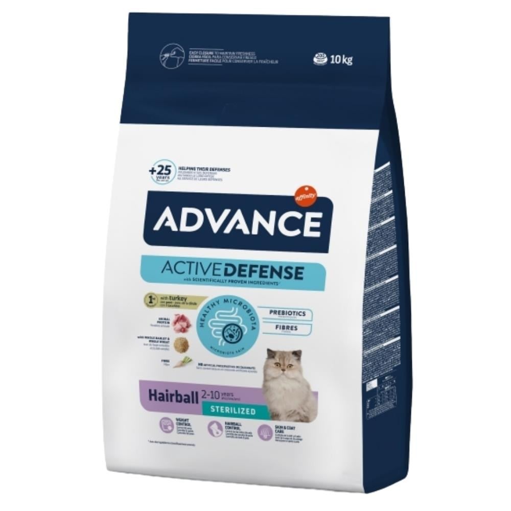 Advance Hindili Tüy Yumağı Önleyici Kısırlaştırılmış Kedi Maması 10 kgAdvance