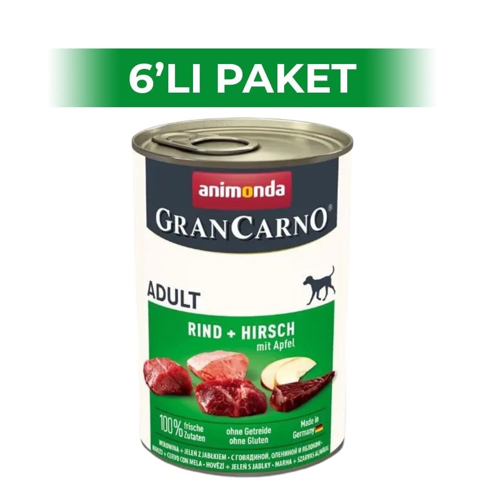 Animonda Gran Carno Geyikli ve Elmalı Yetişkin Köpek Konservesi 400 gr 6 AdetAnimonda
