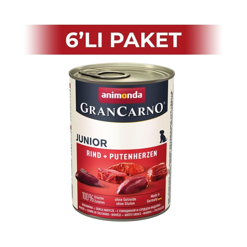 Animonda Gran Carno Sığır ve Hindi Yürekli Yavru Köpek Konservesi 400 gr 6 AdetAnimonda