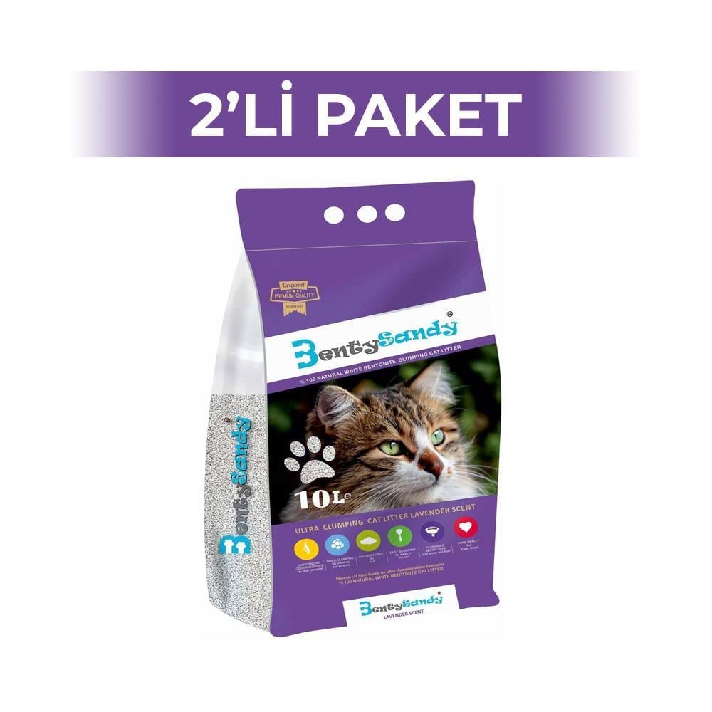 Bentysandy Doğal Lavantalı Topaklaşan Kedi Kumu 10 lt 2 AdetBentysandy
