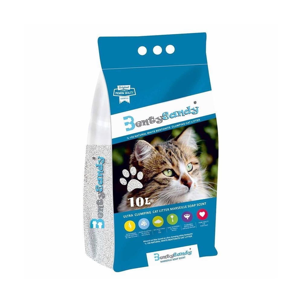Bentysandy Doğal Sabun Kokulu Topaklaşan İnce Taneli Kedi Kumu 10 ltBentysandy