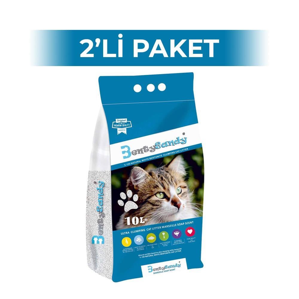 Bentysandy Doğal Sabun Kokulu Topaklaşan Kedi Kumu 10 lt 2 AdetBentysandy