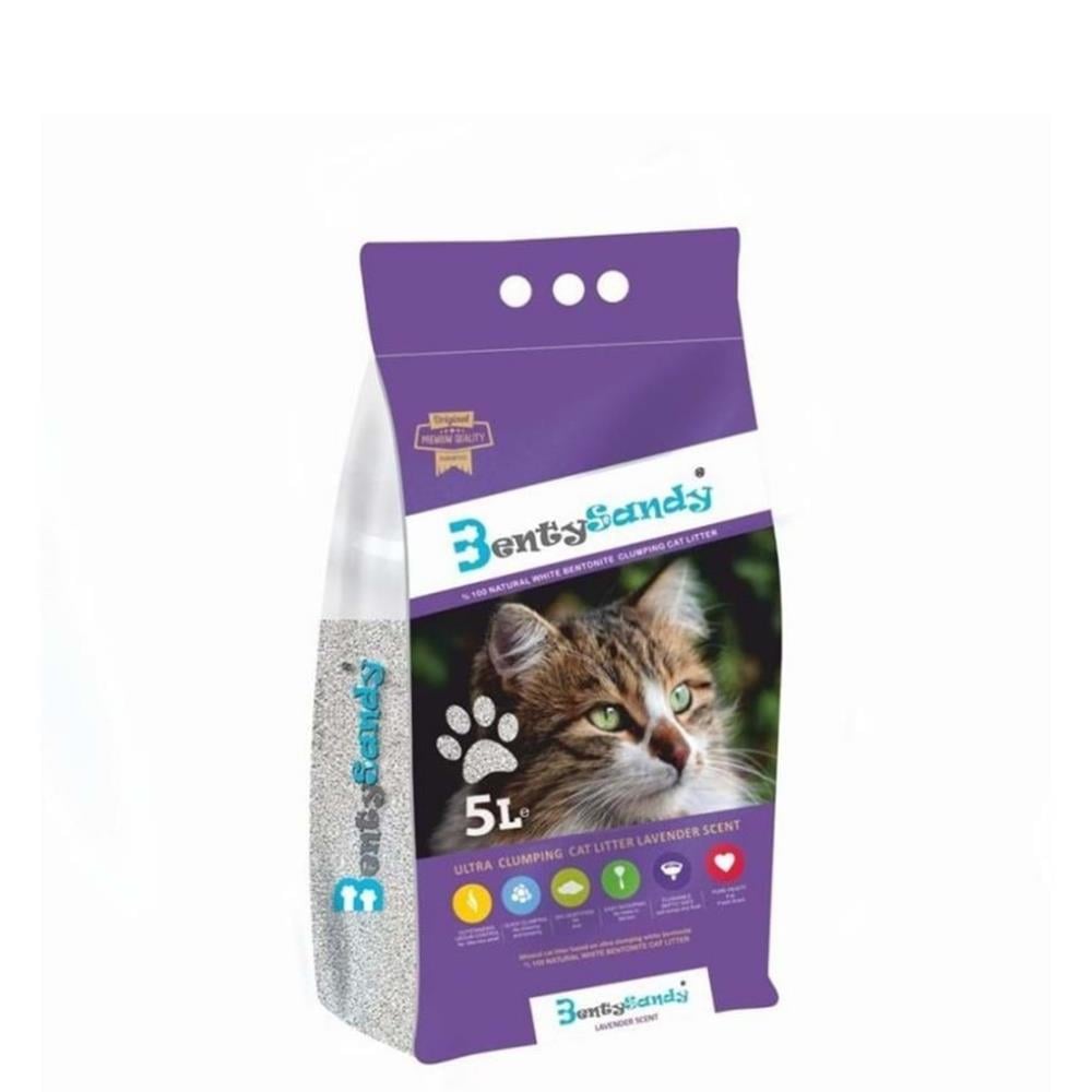 BentySandy Lavanta Kokulu İnce Taneli Topaklaşan Bentonit Kedi Kumu 5 ltBentysandy