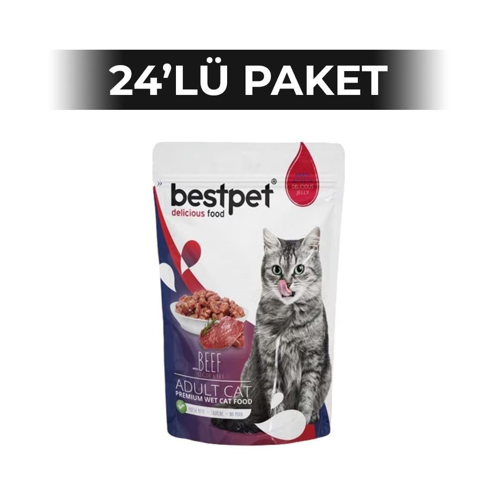 BestPet Jelly Pouch Sığır Etli Yetişkin Yaş Kedi Maması 85 gr 24 AdetBestPet