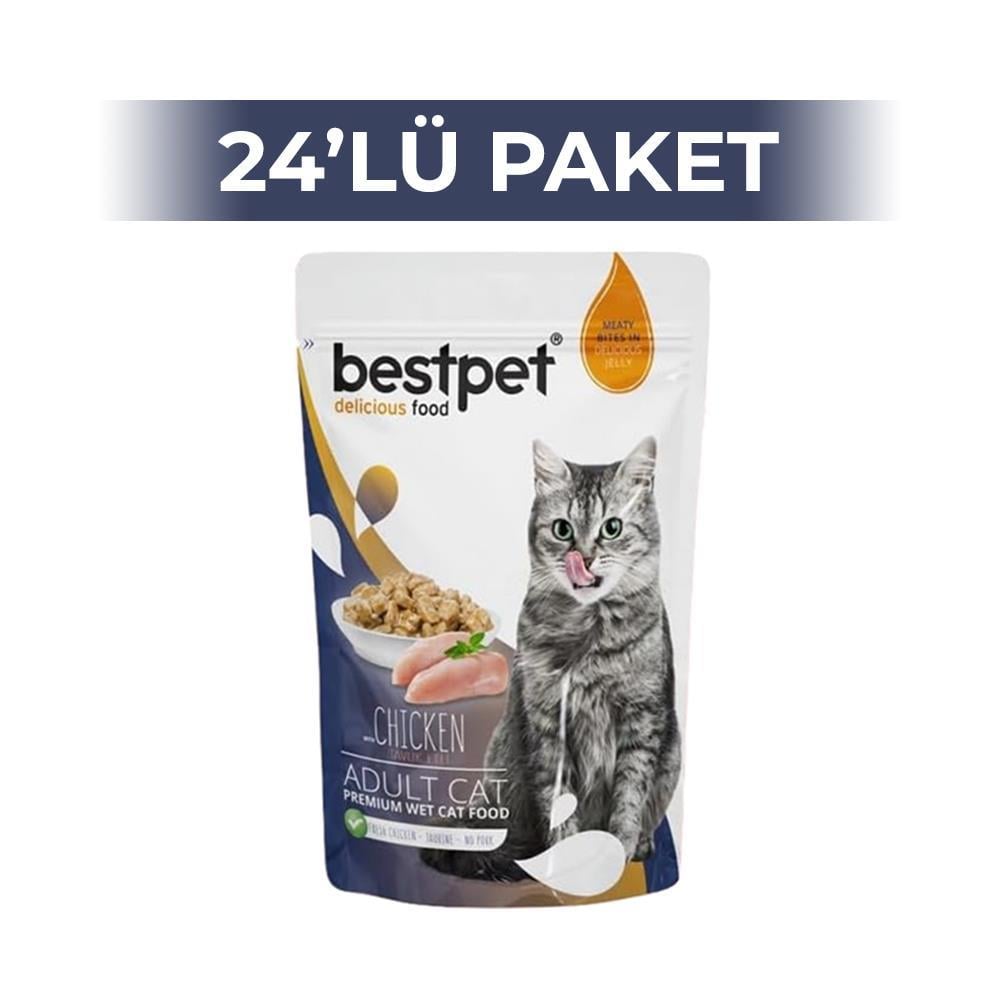 BestPet Jelly Pouch Tavuklu Yetişkin Yaş Kedi Maması 85 gr 24 AdetBestPet