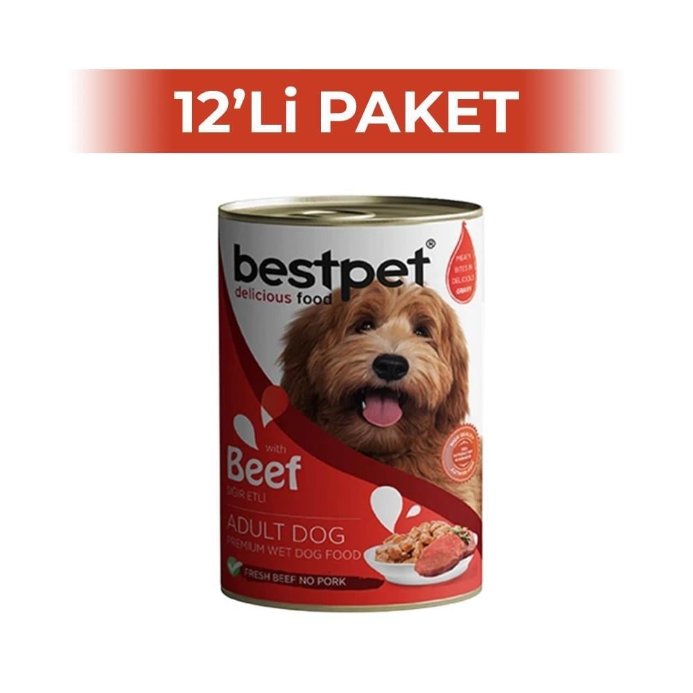 Bestpet Parça Sığır Etli Yetişkin Konserve Köpek Maması 400 gr 12 AdetBestPet