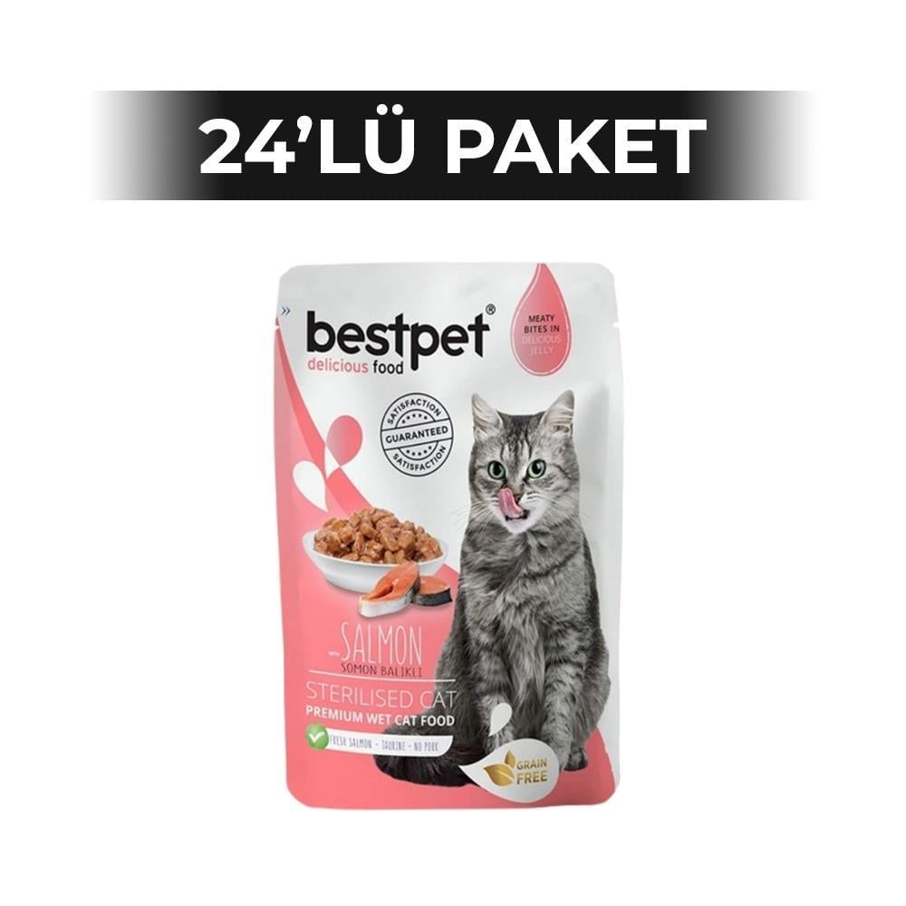 Bestpet Sterilised Jelly Somonlu Yetişkin Yaş Kedi Maması 85 gr 24 AdetBestPet