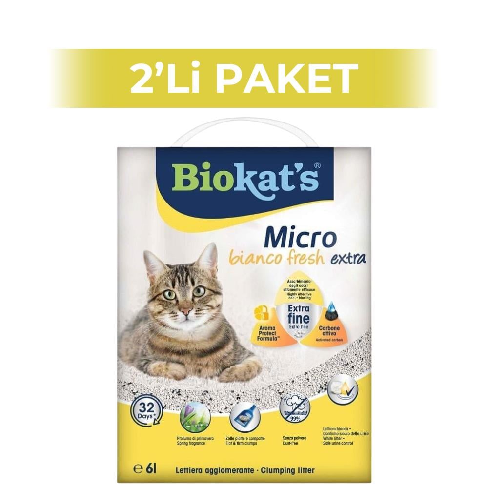 Biokats Micro Bianco Fresh Extra Kedi Kumu 6 lt 2 AdetBiokats