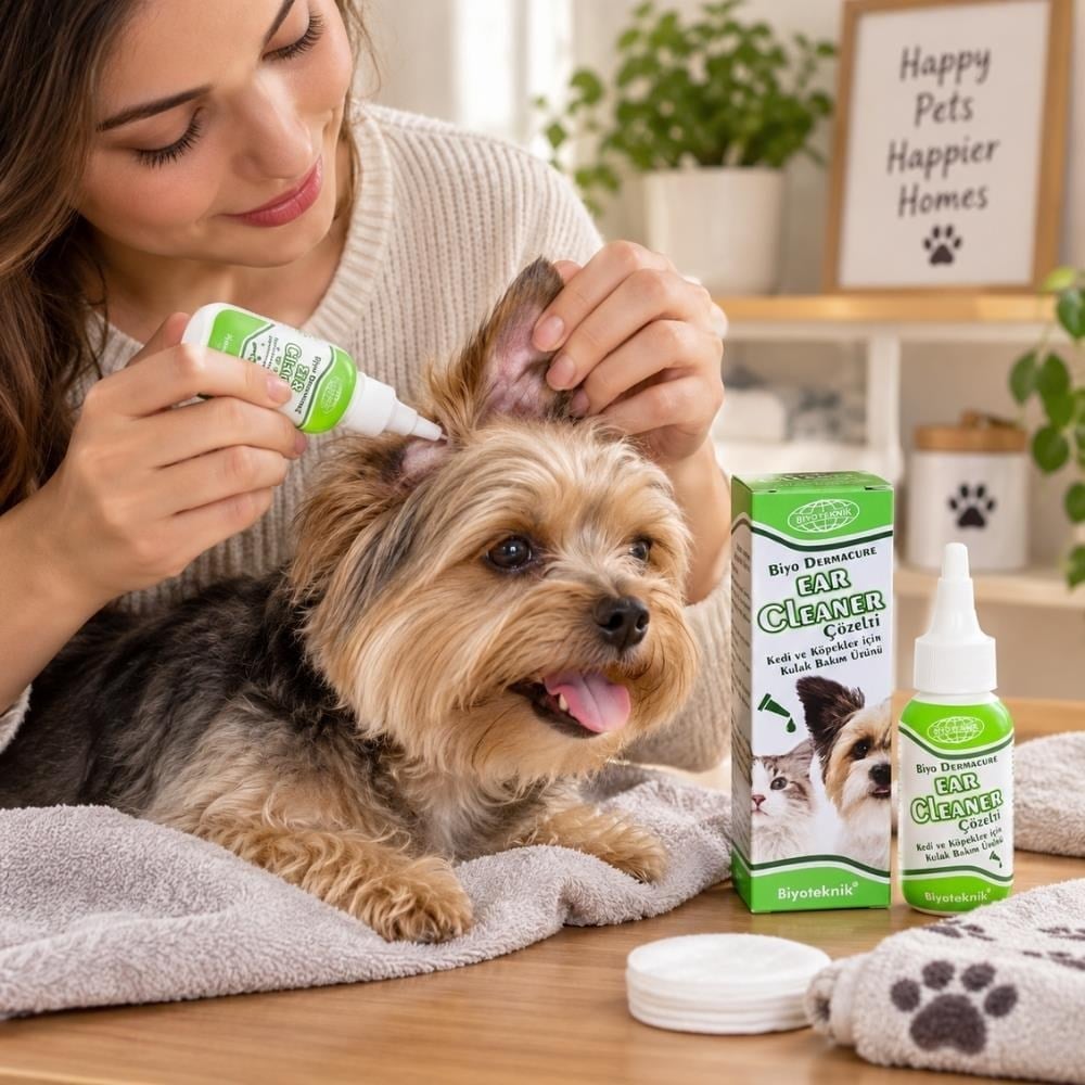 Biyoteknik Dermacure Ear Cleaner Kedi ve Köpek Kulak Bakım Çözeltisi 50 mlBiyoteknik