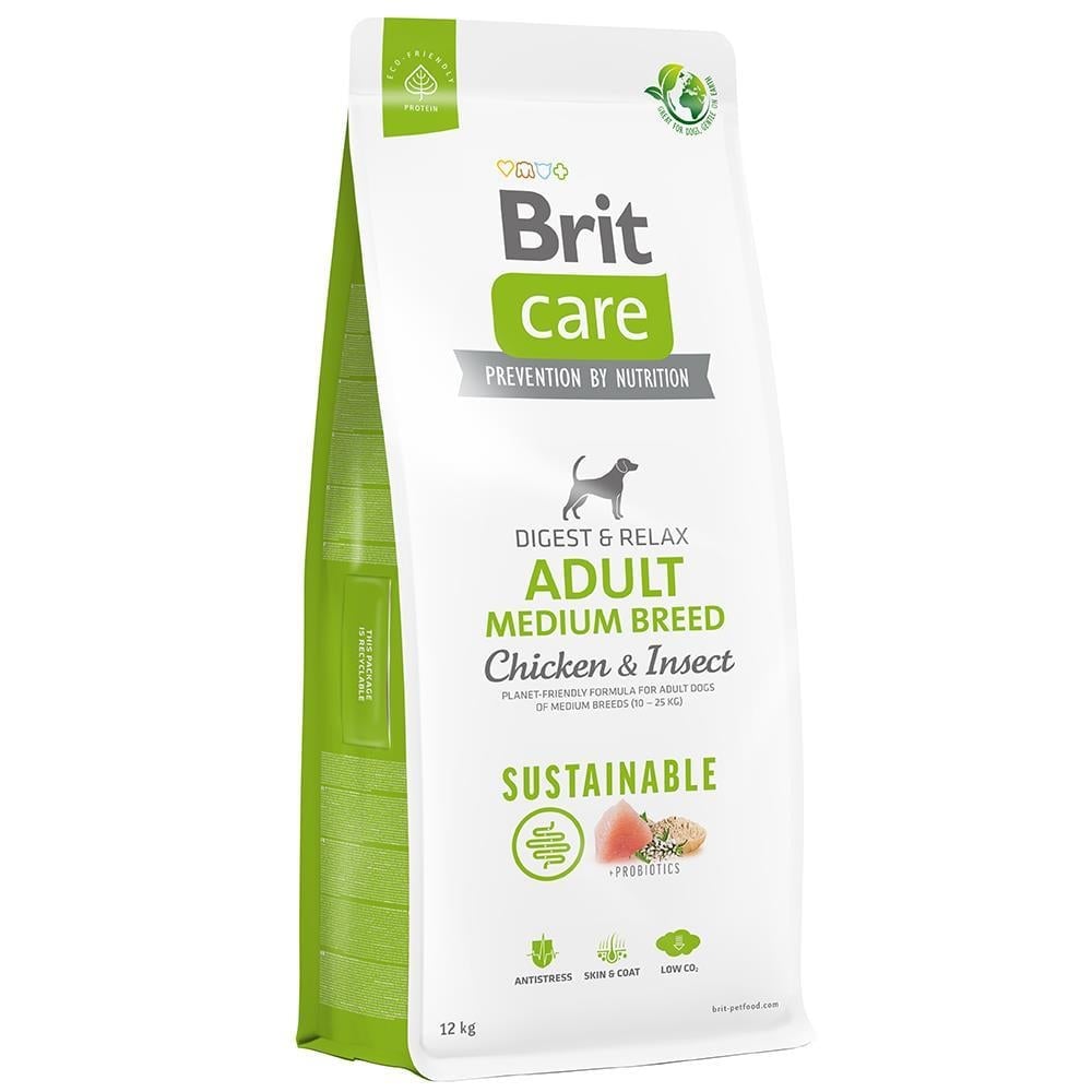 Brit Care Digest & Relax Tavuklu ve Larva Proteinli Orta Irk Yetişkin Köpek Maması 12kgBrit Care