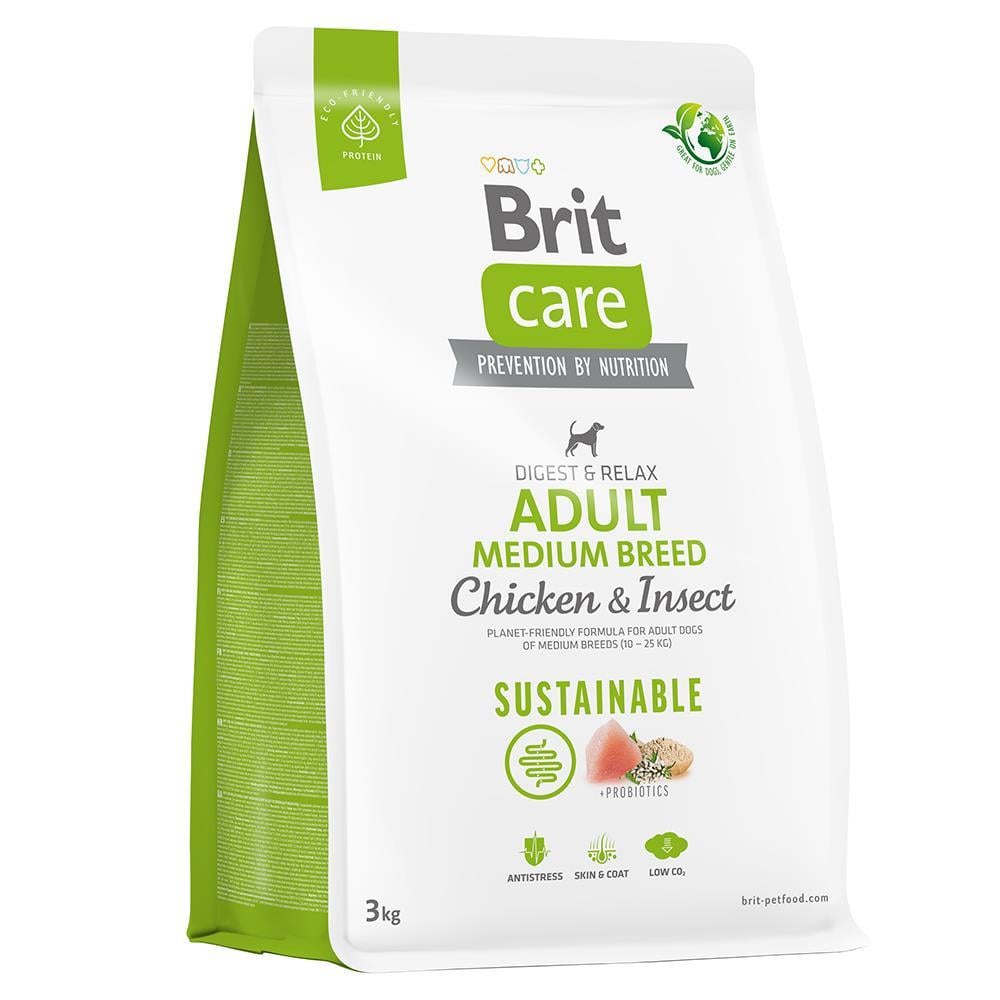 Brit Care Digest & Relax Tavuklu ve Larva Proteinli Orta Irk Yetişkin Köpek Maması 3kgBrit Care