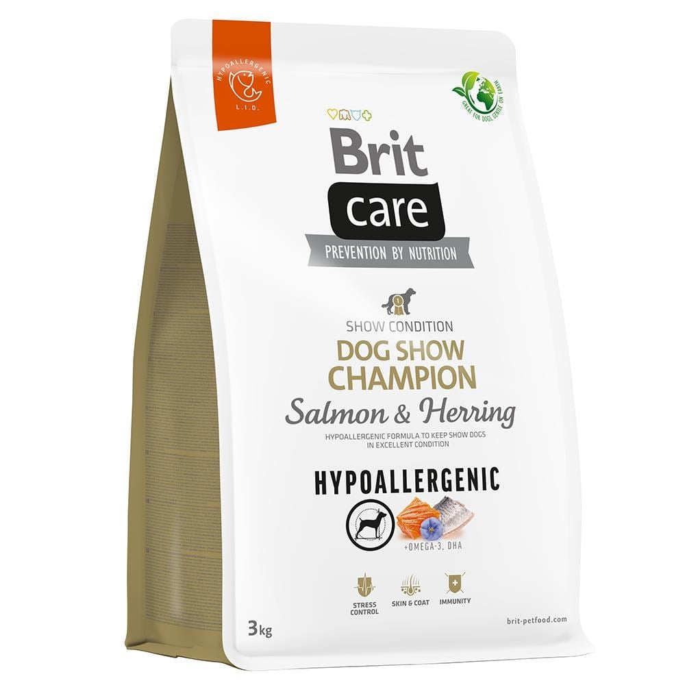 Brit Care Hipoalerjenik Dog Show Champion Somonlu ve Ringa Balıklı Yetişkin Köpek Maması 3 kgBrit Care