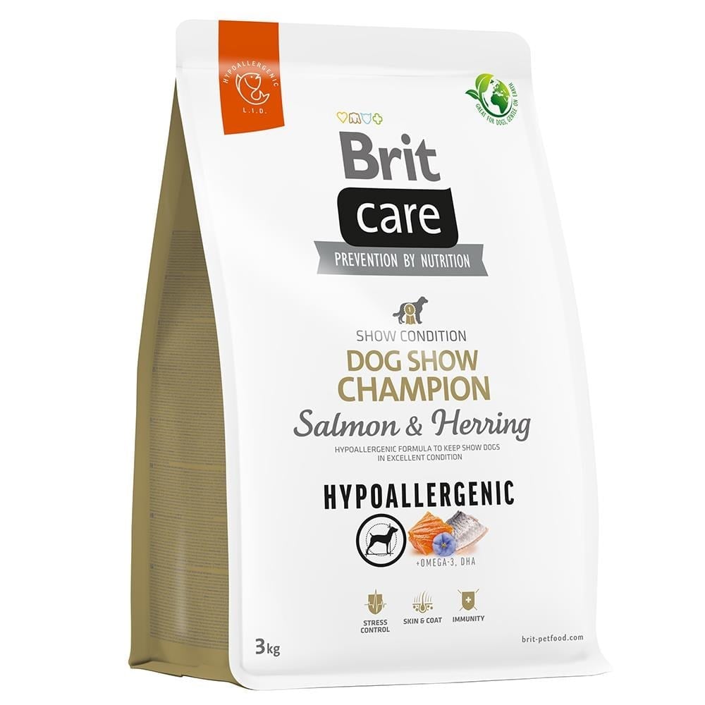 Brit Care Hipoalerjenik Dog Show Champion Somonlu ve Ringa Balıklı Yetişkin Köpek Maması 3 kgBrit Care