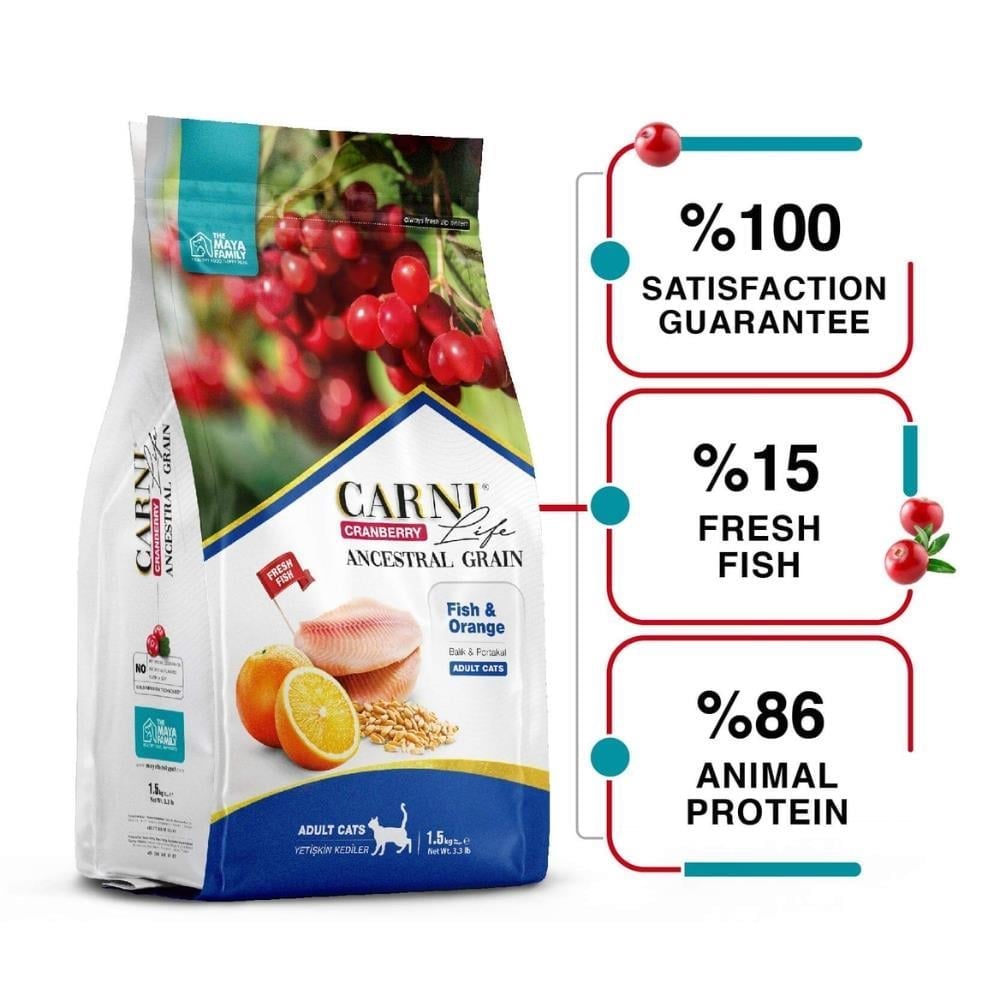 Carni Life Balık Portakal Kızılcık Yetişkin Kedi Maması 5 kgCarni Life