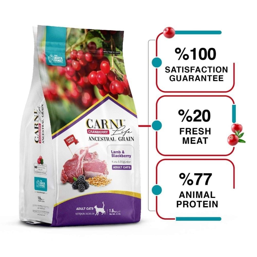 Carni Life Kuzu Etli ve Böğürtlenli Yetişkin Kedi Maması 5 kgCarni Life