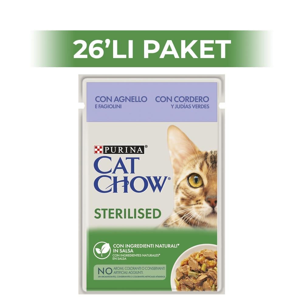Cat Chow Kuzu Etli Kısırlaştırılmış Yaş Kedi Maması 85 gr 26 AdetCat Chow