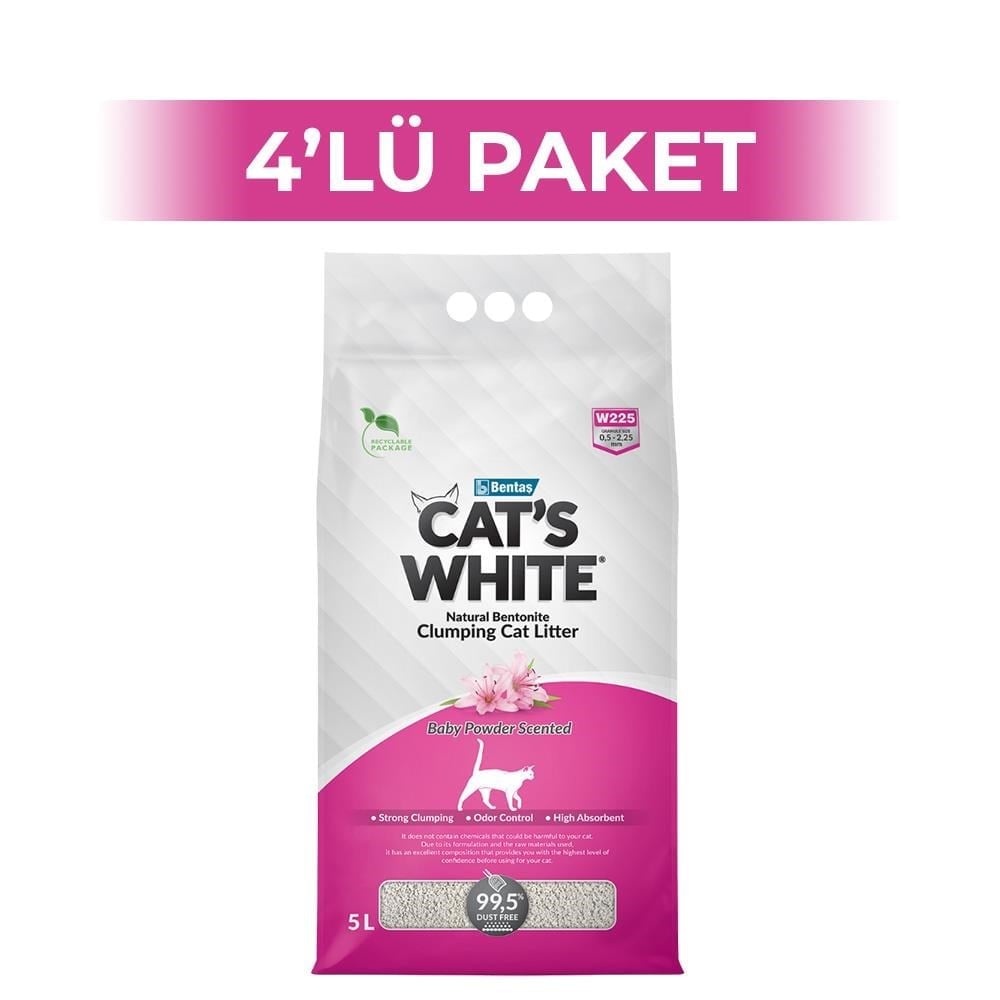 Cat's White Pudralı Kedi Kumu 5 lt 4 AdetCat's White