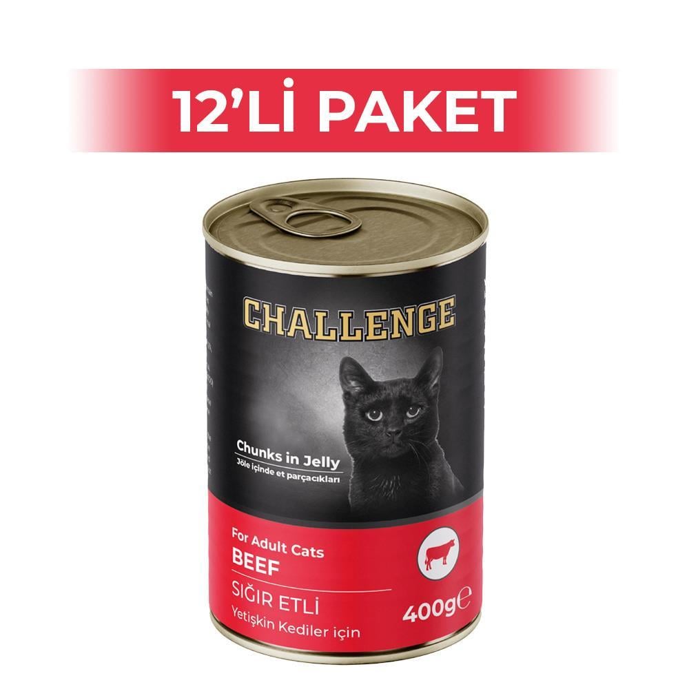 Challenge Sığır Etli Yetişkin Kedi Konservesi 400 gr 12 AdetChallenge