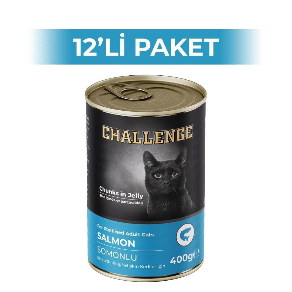 Challenge Somon Balıklı Kısırlaştırılmış Kedi Konservesi 400 gr 12 AdetChallenge