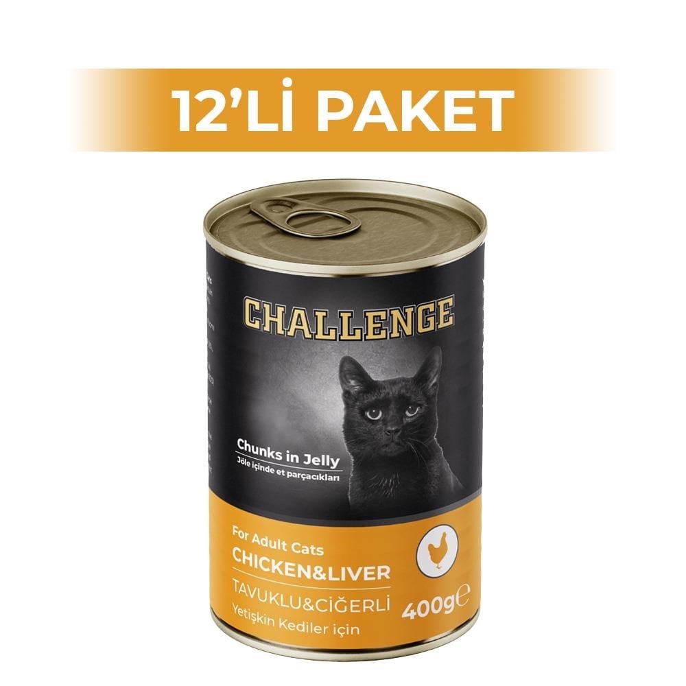Challenge Tavuklu Ciğerli Yetişkin Kedi Konservesi 400 gr 12 AdetChallenge