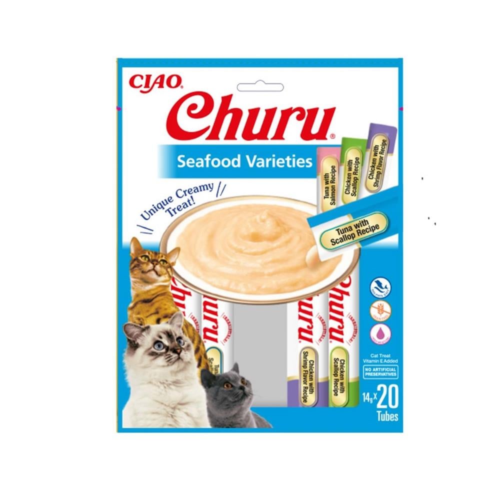 Ciao Churu Cream Deniz Ürünü Çeşitleri Kedi Ödül Kreması 20x14 grCiao