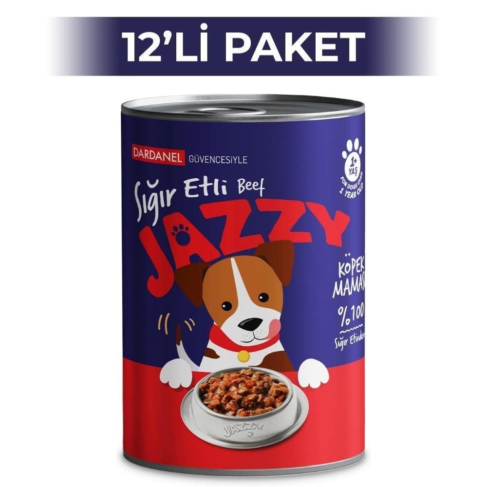 Dardanel Jazzy Sığır Etli Yetişkin Konserve Köpek Maması 400 gr 12 AdetDardanel Jazzy