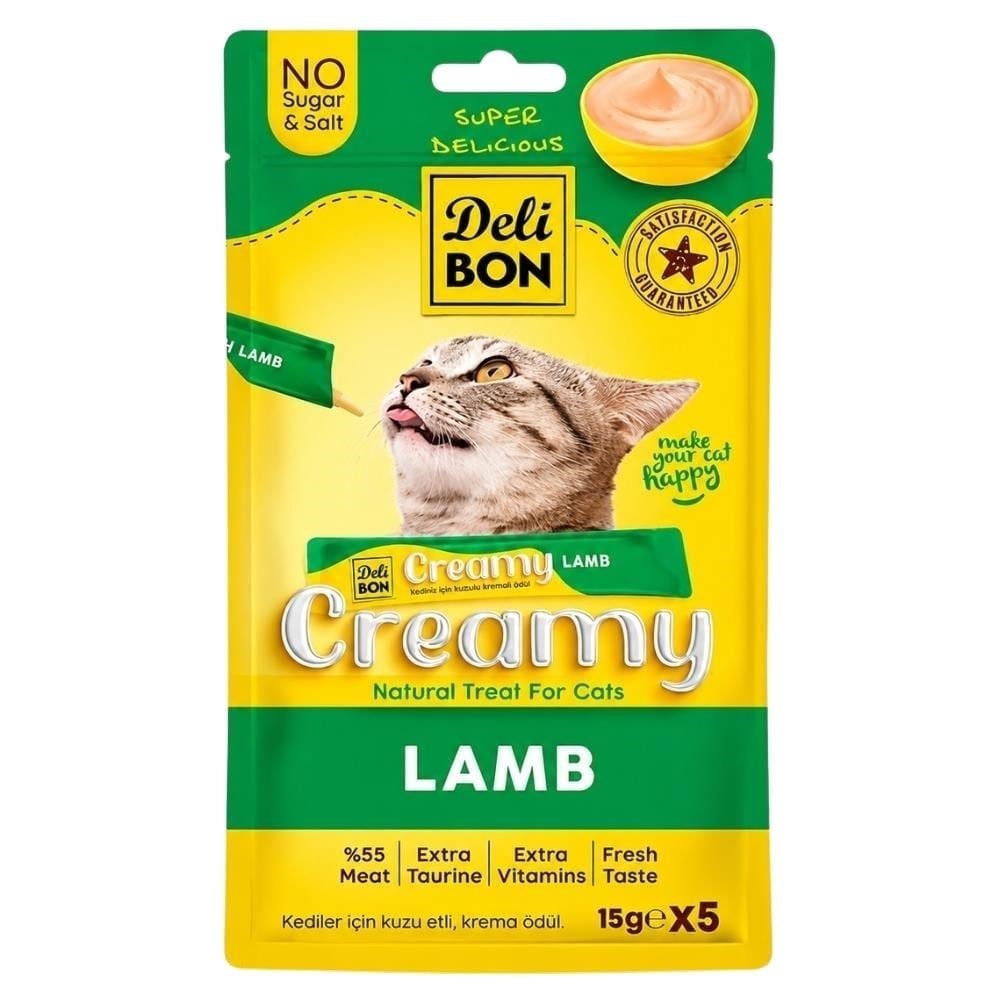 Delibon Creamy Kuzulu Sıvı Kedi Ödül Maması 5x15 grDeliBon