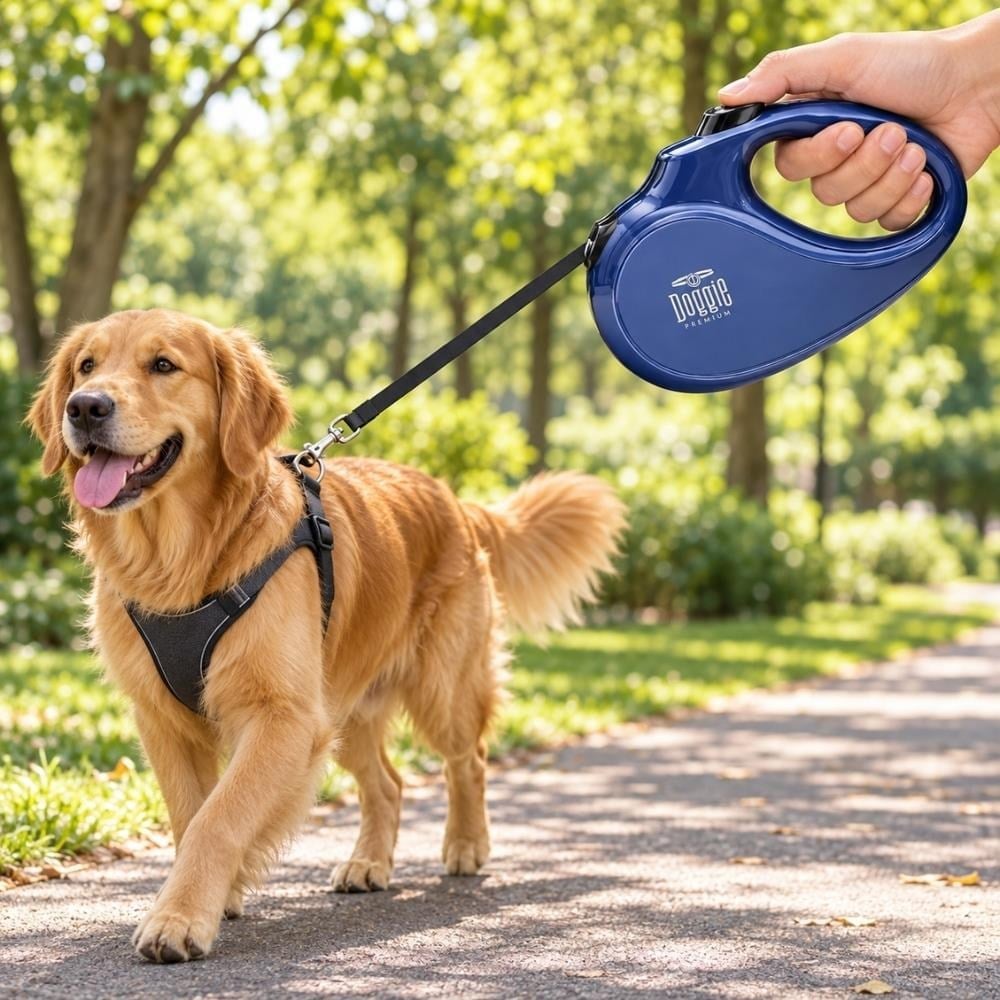 Doggie Master Serisi Otomatik Köpek Gezdirme Tasması 5 Metre Royal MaviDoggie