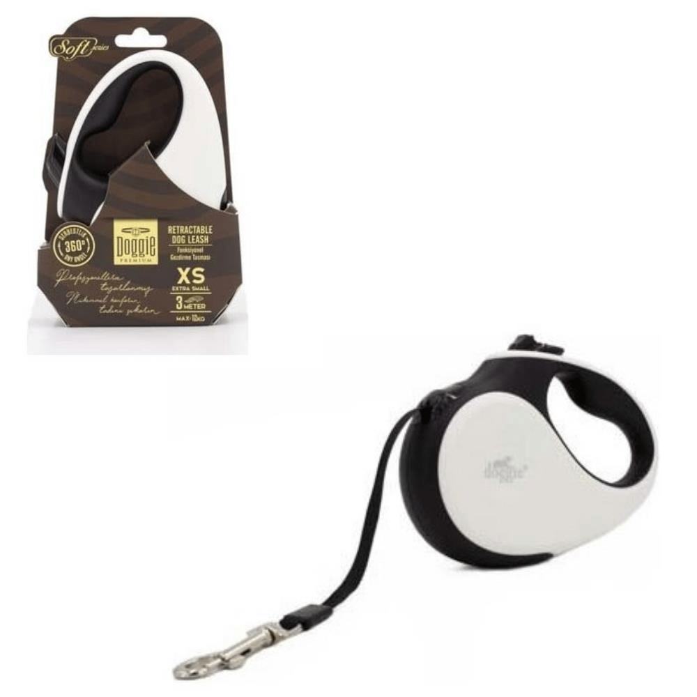 Doggie Otomatik Köpek Gezdirme Tasması Soft Seri Xs BeyazDoggie
