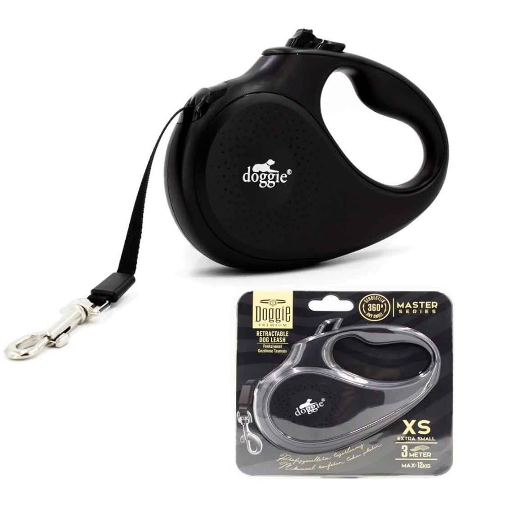 Doggie Otomatik Köpek Tasması Master XS 12 kg 3 mt SiyahDoggie