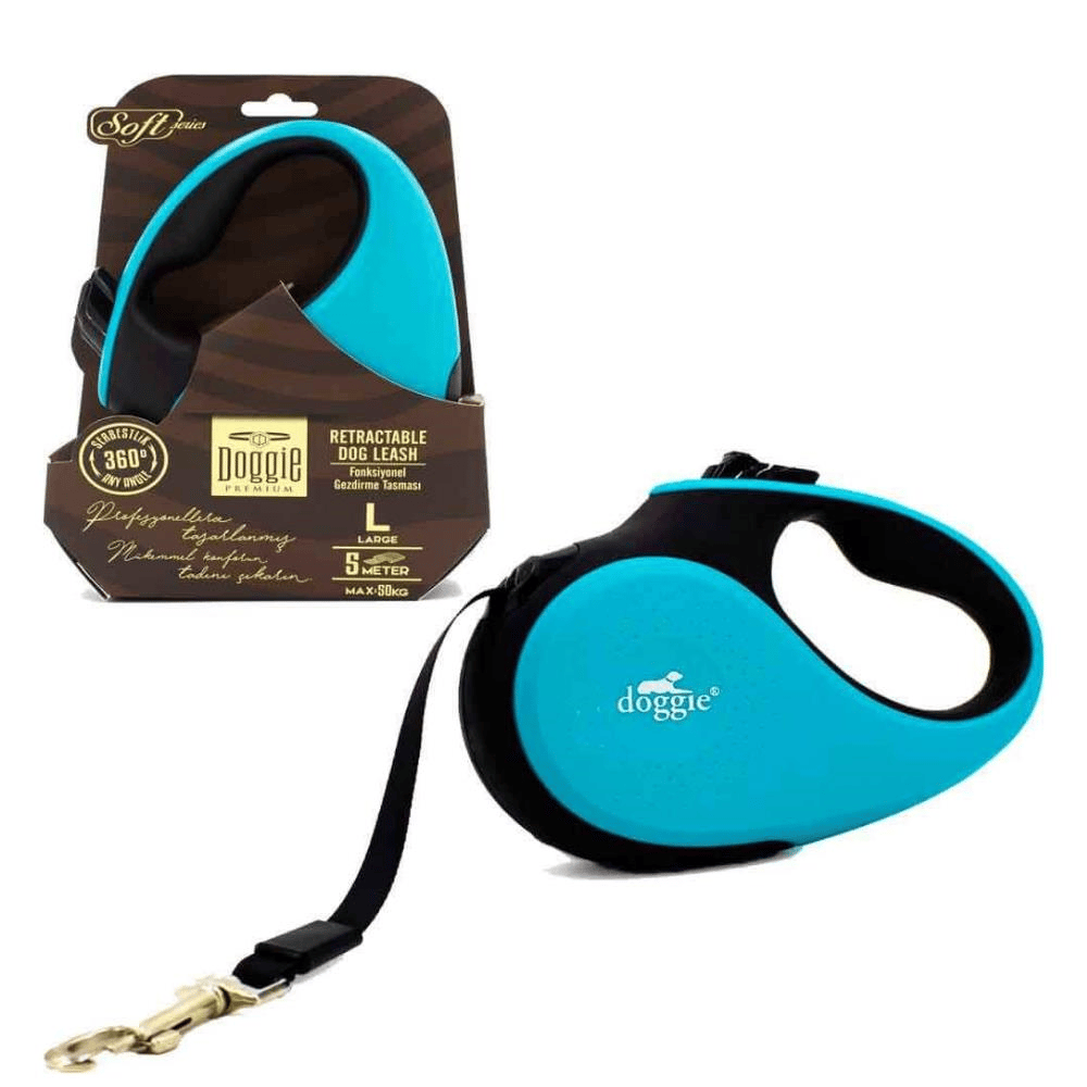 Doggie Otomatik Köpek Tasması Soft L 50 kg 5 mt MaviDoggie