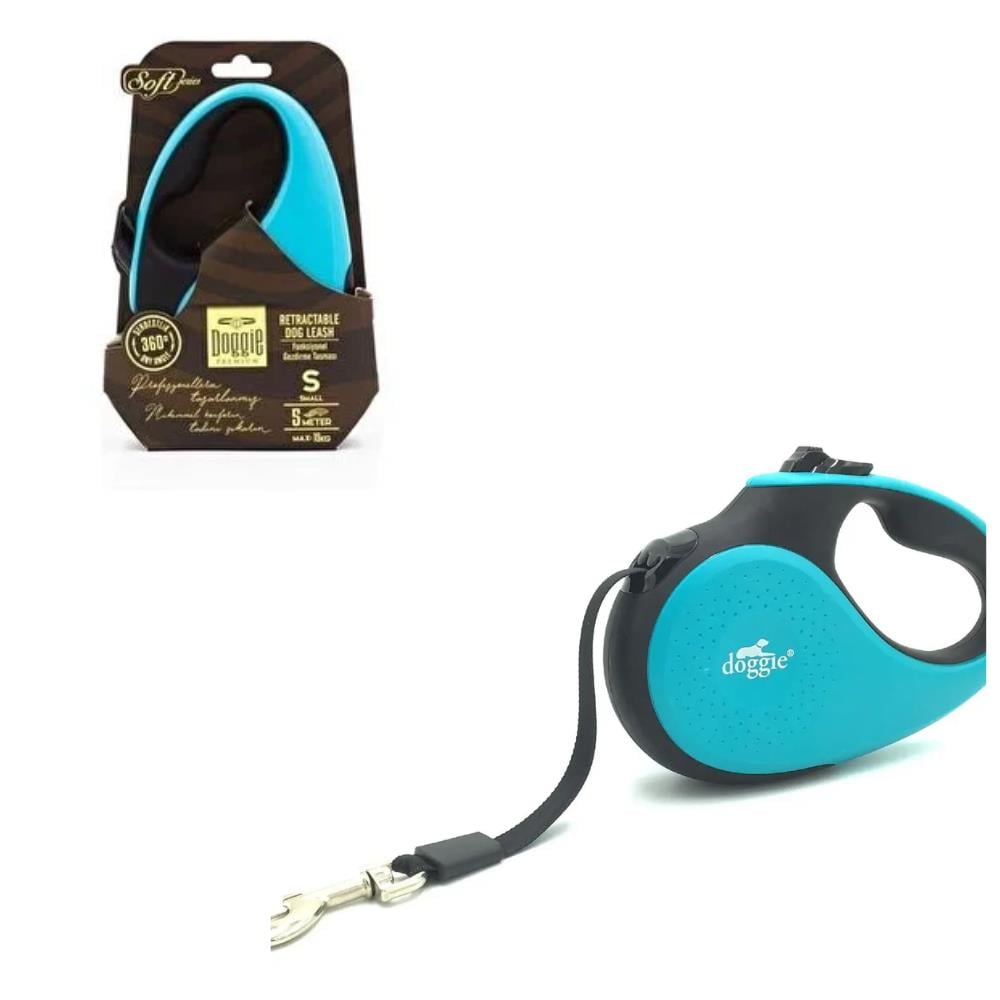 Doggie Otomatik Köpek Tasması Soft S 15 kg 5 mt MaviDoggie